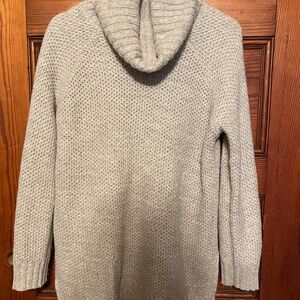 DKNY Sweater Womens Small Cowl Neck Beige Hi-Low Tunic Wool/Mohair Blend
